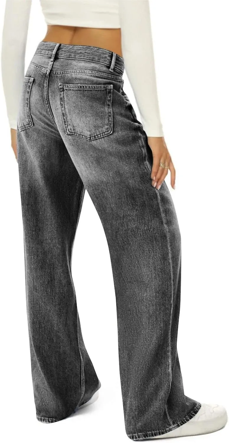Womens Wide Leg Jeans High Waist Baggy Jeans Casual Loose Boyfriend Jeans Denim Pants Y2K Outfits
