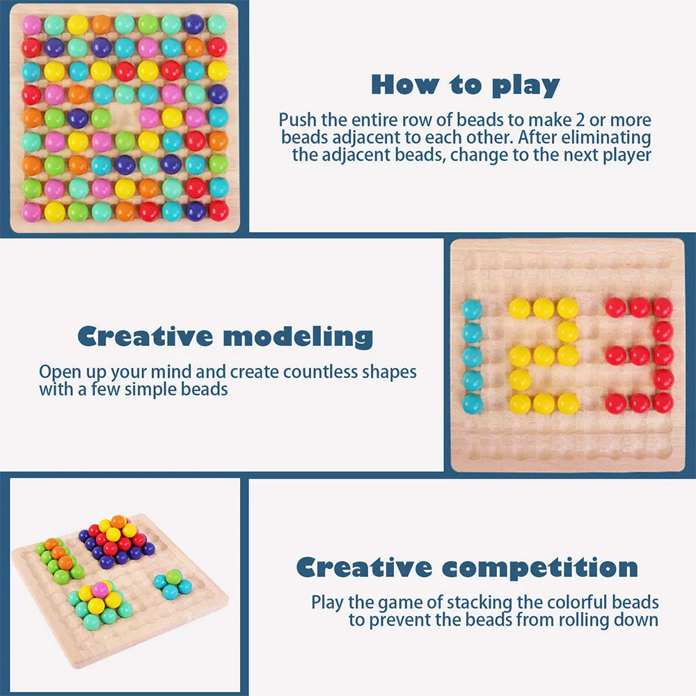 Wooden Rainbow Fun Bead Matching Game Educational Kids Toys, TO0027
