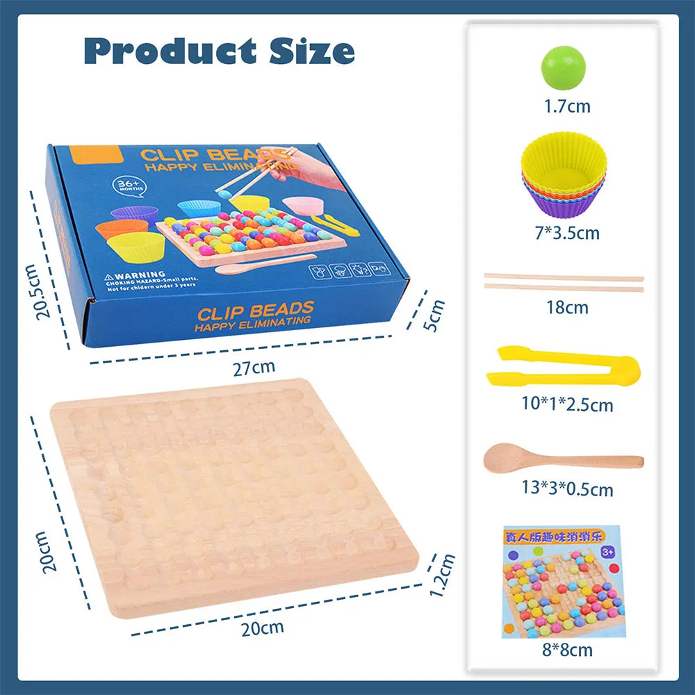 Wooden Rainbow Fun Bead Matching Game Educational Kids Toys, TO0027