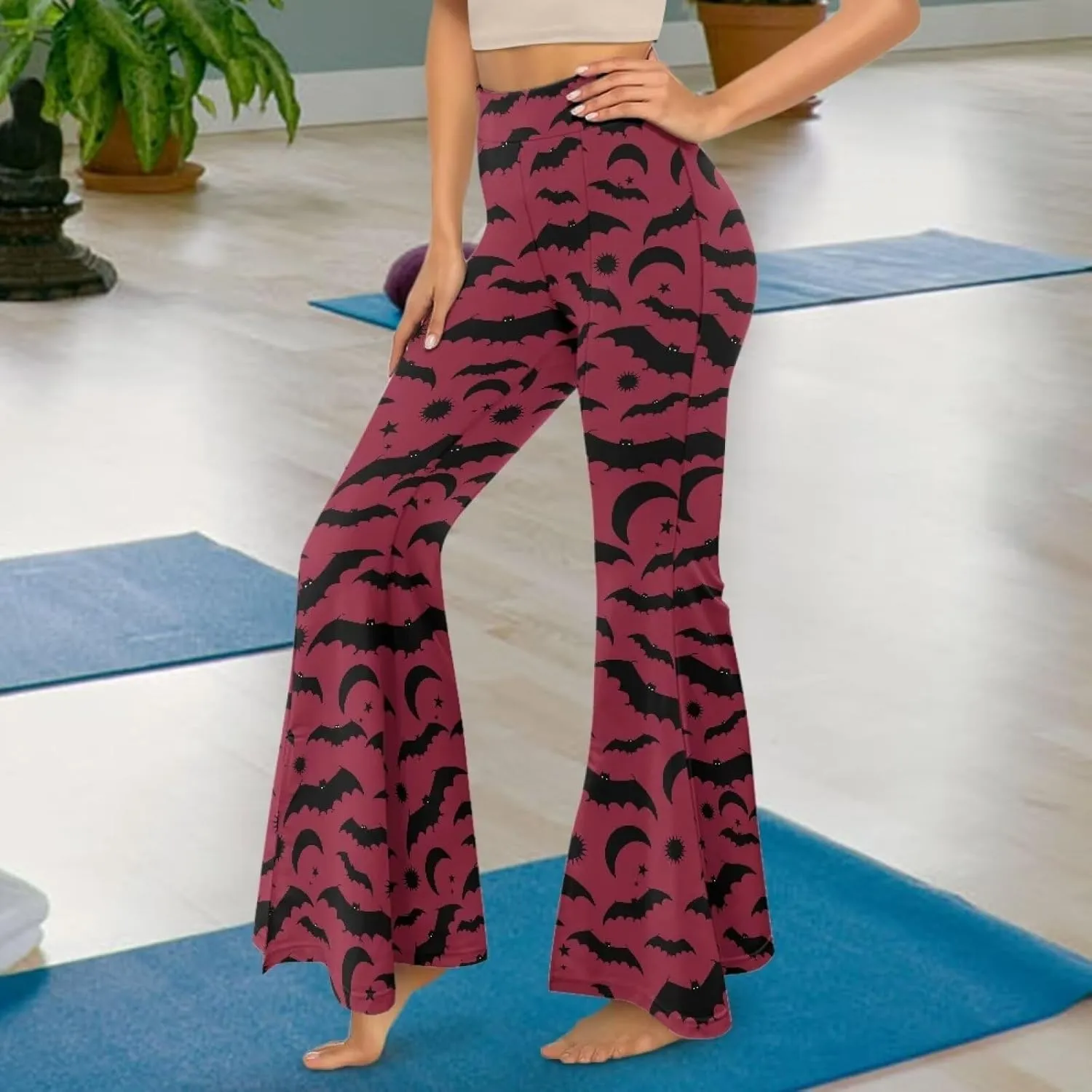 Yoga Pants Women Flared Slit Leggings Tummy Control High Waist Bell Bottom Trousers Plus Size Workout Bootleg Pants